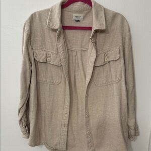 American Eagle Outfitters Beige Button-Up Top